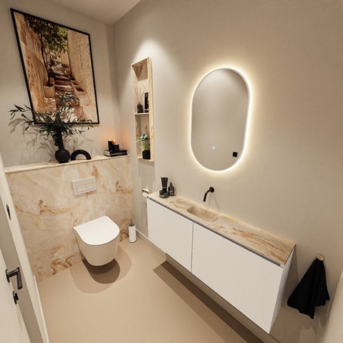 MONDIAZ GLOW mirror Oval 45x90cm Talc. Motion sensor LED lighting around.-3