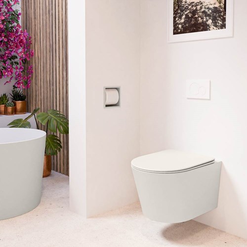 LAVIE WC suspendu single fire sans bride chasse d´eau profonde Linen. Abattant déclipsable avec fermeture douce Linen.-3