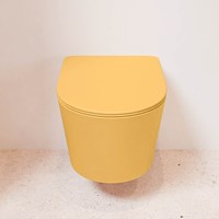 LAVIE Wand-WC single fire spülrandlose tiefspüler Ocher. WC-Sitz leicht abnehmbar mit absenkautomatik Ocher.-2