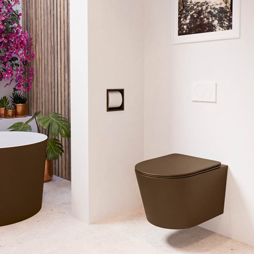 LAVIE WC sospeso single fire senza brida scarico profondo Rust. Copriwater sganciabile con chiusura rallentata Rust.-3