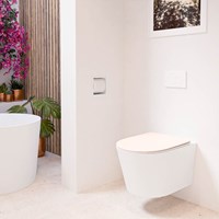 LAVIE Inodoro suspendido single fire sin bridas descarga intensa Talc. Asiento con extracción rápida y cierre suave Rosee.-3