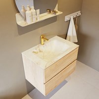 VICA-DLUX 70cm badmeubel onderkast Washed Oak 2 lades. Inbouw wastafel CLOUD midden 1 kraangat, kleur Frappe.-3