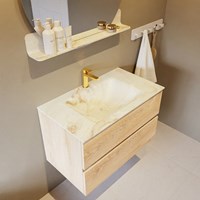 VICA-DLUX 80cm bathroom vanity set Washed Oak 2 drawers. Vanity top CLOUD Center 1 tab hole color Frappe.-3