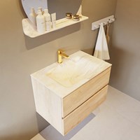 VICA-DLUX 70cm bathroom vanity set Washed Oak 2 drawers. Vanity top CLOUD Center 1 tab hole color Ostra.-3