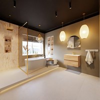 VICA-DLUX 70cm badmeubel onderkast Washed Oak 2 lades. Inbouw wastafel CLOUD midden 1 kraangat, kleur Ostra.-2
