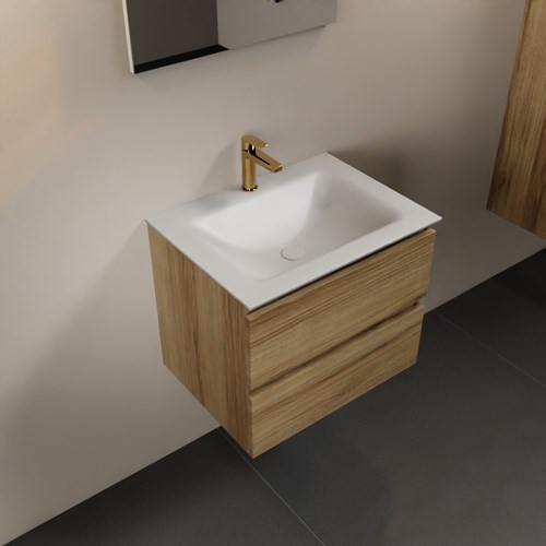 AIVY 60cm mueble de baño Chai. Lavabo Talc Solid surface Centro 1 orificio.