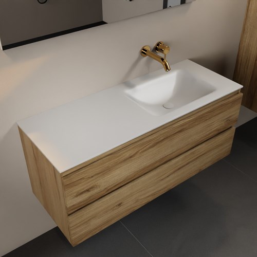 AIVY 120cm mueble de baño Chai. Lavabo Talc Solid surface Derecho sin orificio.