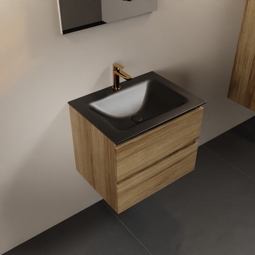 AIVY 60cm mueble de baño Chai. Lavabo Urban solid surface Centro 1 orificio con Espejo.