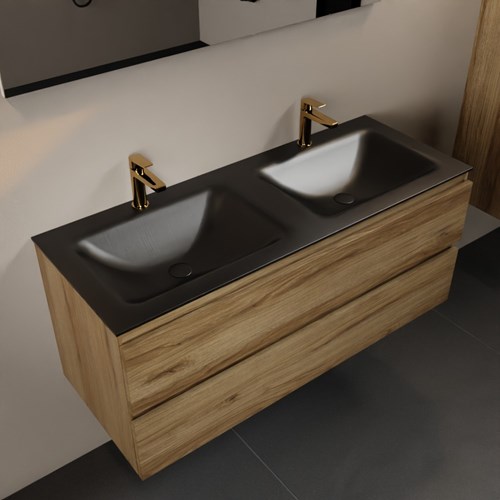 AIVY 120cm mueble de baño Chai. Lavabo Urban Solid surface Doble 2 orificios.