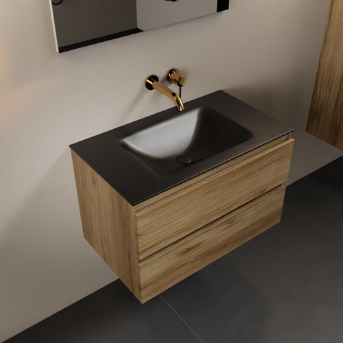 AIVY 80cm mueble de baño Chai. Lavabo Urban solid surface Centro sin orificio con Espejo.
