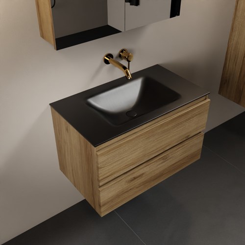 AIVY 80cm mueble de baño Chai. Lavabo Urban Solid surface Centro sin orificio y Armario con espejo.