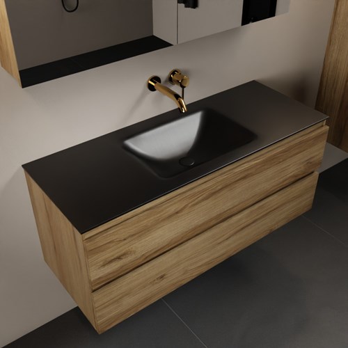 AIVY 120cm mueble de baño Chai. Lavabo Urban Solid surface Centro sin orificio y Armario con espejo.