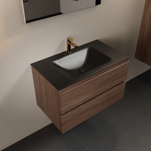AIVY 80cm mueble de baño Mocha. Lavabo Urban Solid surface Centro 1 orificio.