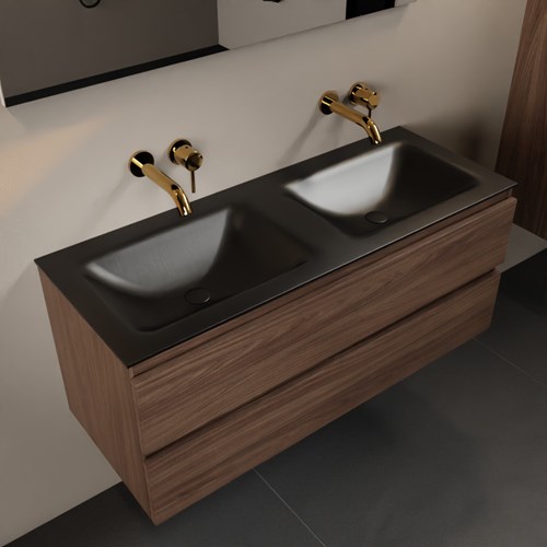 AIVY 120cm mueble de baño Mocha. Lavabo Urban Solid surface Doble sin orificio.