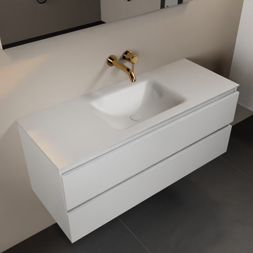 AIVY 120cm mueble de baño Talc. Lavabo Talc Solid surface Centro sin orificio.