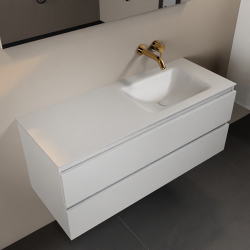 AIVY 120cm mueble de baño Talc. Lavabo Talc Solid surface Derecho sin orificio.