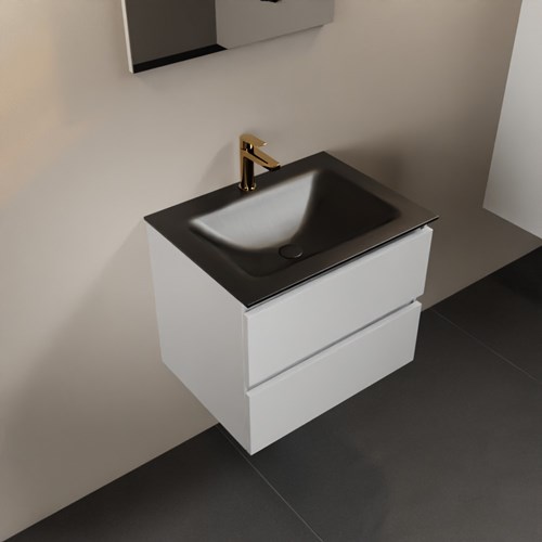 AIVY 60cm mueble de baño Talc. Lavabo Urban solid surface Centro 1 orificio con Espejo.
