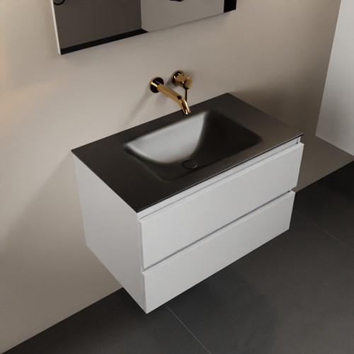 AIVY 80cm mueble de baño Talc. Lavabo Urban Solid surface Centro sin orificio.