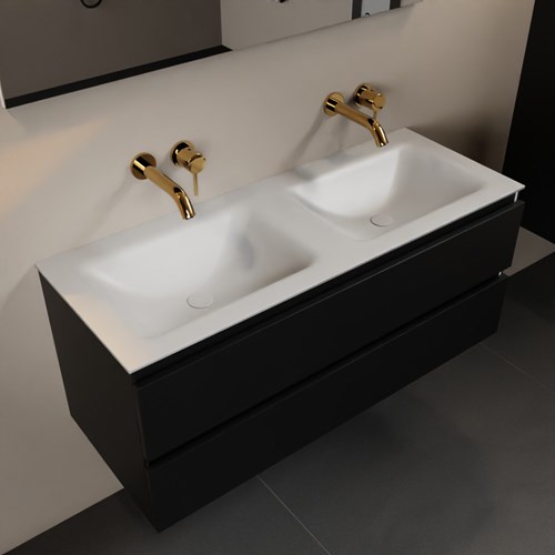 AIVY 120cm mueble de baño Urban. Lavabo Talc Solid surface Doble sin orificio.