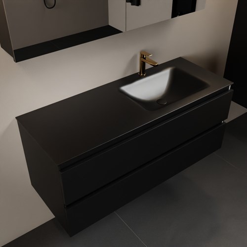 AIVY 120cm mueble de baño Urban. Lavabo Urban Solid surface Derecho 1 orificio y Armario con espejo.