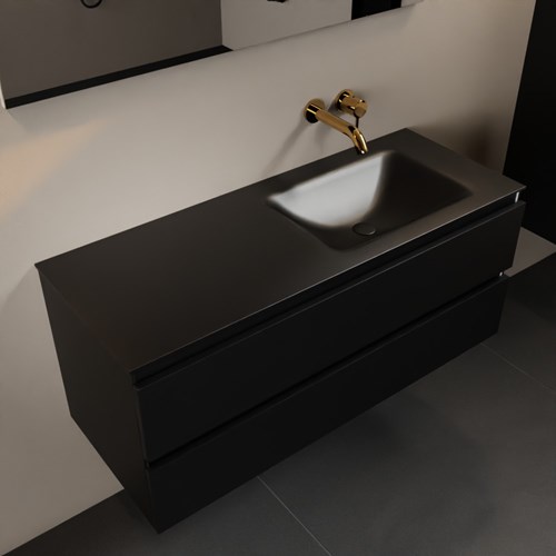 AIVY 120cm mueble de baño Urban. Lavabo Urban solid surface Derecho sin orificio con Espejo.