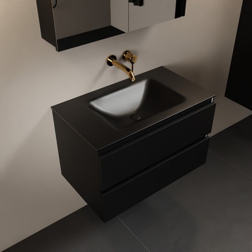 AIVY 80cm mueble de baño Urban. Lavabo Urban Solid surface Centro sin orificio y Armario con espejo.