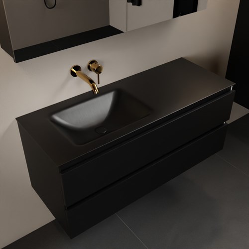 AIVY 120cm mueble de baño Urban. Lavabo Urban Solid surface Izquierda sin orificio y Armario con espejo.
