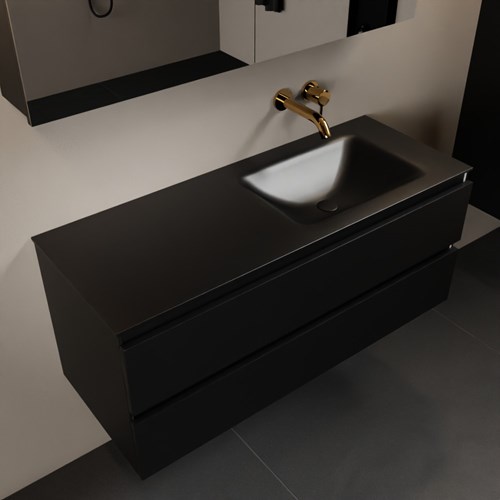 AIVY 120cm mueble de baño Urban. Lavabo Urban Solid surface Derecho sin orificio y Armario con espejo.