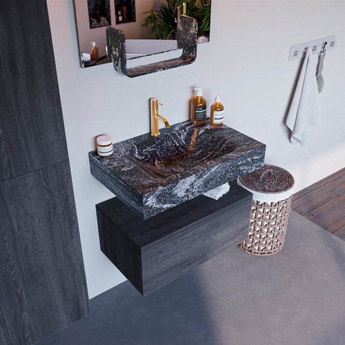 ALAN-DLUX 70cm mueble de baño Antracite 1 cajón. Lavabo CLOUD Centro 1 orificio color Lava.