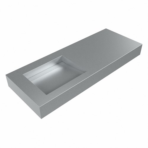 AVON Plata Lavabo suspendido de solid surface 120cm. Posición del fregadero Izquierda borde de 12cm de alto.