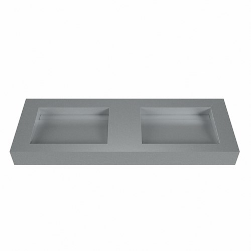 AVON Plata Lavabo suspendido de solid surface 131cm. Posición del fregadero Doble borde de 12cm de alto.-2