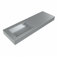 AVON Plata Lavabo mural solid surface 140cm. Position lavabo Gauche rebord 12cm.