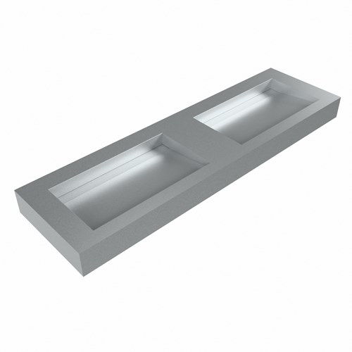 AVON Plata Lavabo suspendido de solid surface 161cm. Posición del fregadero Doble borde de 12cm de alto.