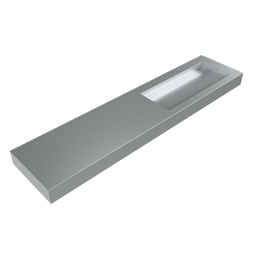 AVON Plata freihängend Waschtisch aus solid surface (mineralwerkstoff) 200cm. Waschbeckenposition Rechts rand 12cm hoch.