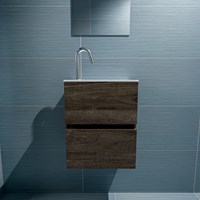 ADA 40cm mueble fondo reducido Dark Brown. LEX lavabo Talc posición Derecho 1 orificio.-3