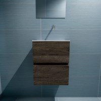 ADA 40cm mueble fondo reducido Dark Brown. LEX lavabo Talc posición Derecho sin orificio.-3