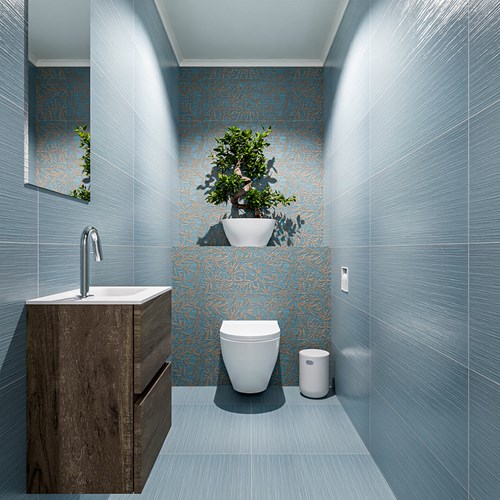 ADA 40cm mueble fondo reducido Dark Brown. LEX lavabo Talc posición Derecho 1 orificio.