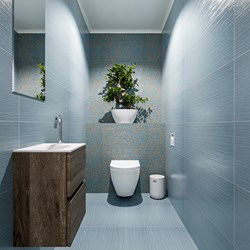 ADA 40cm mueble fondo reducido Dark Brown. LEX lavabo Talc posición Izquierda 1 orificio.