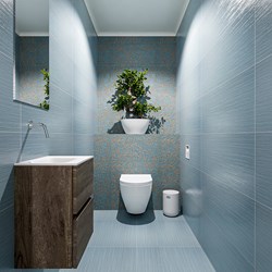 ADA 40cm mueble fondo reducido Dark Brown. LEX lavabo Talc posición Izquierda sin orificio.