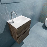 ADA 40cm mueble fondo reducido Dark Brown. LEX lavabo Talc posición Derecho 1 orificio.-2