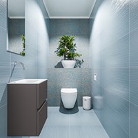 ADA 40cm mueble fondo reducido Dark Grey. LEX lavabo Talc posición Izquierda sin orificio.