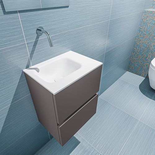 ADA 40cm mueble fondo reducido Dark Grey. LEX lavabo Talc posición Izquierda sin orificio.-2