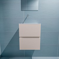 ADA 40cm mueble fondo reducido Linen. LEX lavabo Talc posición Izquierda sin orificio.-3