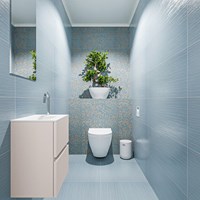 ADA 40cm mueble fondo reducido Linen. LEX lavabo Talc posición Izquierda 1 orificio.