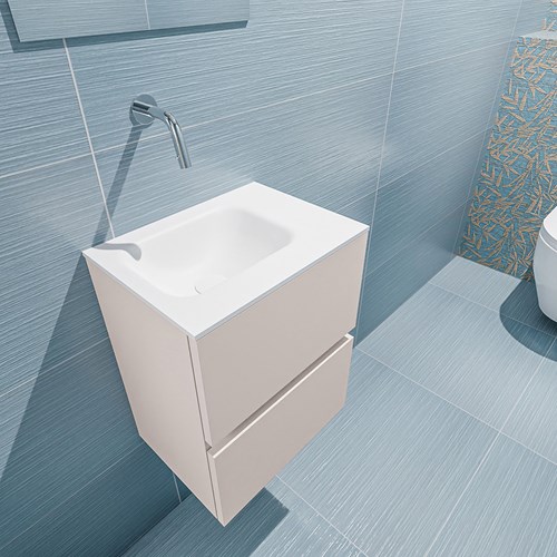 ADA 40cm mueble fondo reducido Linen. LEX lavabo Talc posición Izquierda sin orificio.-2