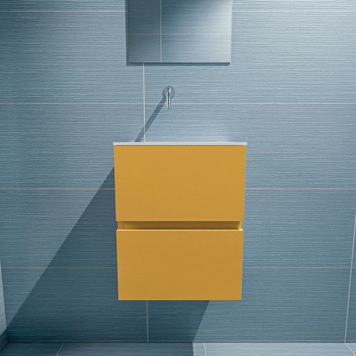 ADA 40cm mueble fondo reducido Ocher. LEX lavabo Talc posición Izquierda sin orificio.-3