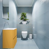 ADA 40cm cloakroom vanity set Ocher. Vanity top LEX Talc position Left without tab hole.