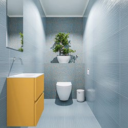 ADA 40cm mueble fondo reducido Ocher. LEX lavabo Talc posición Izquierda sin orificio.