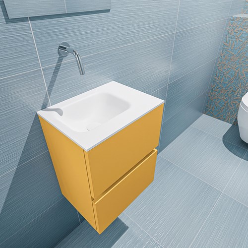 ADA 40cm mueble fondo reducido Ocher. LEX lavabo Talc posición Izquierda sin orificio.-2