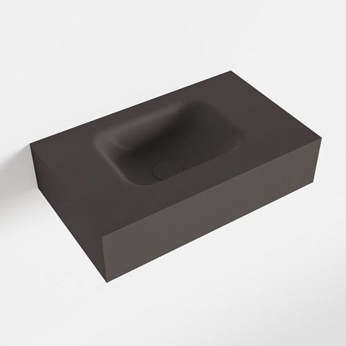 LEX Dark Grey Lavabo sospeso à parete solid surface 50cm. Posizione lavabo Sinistra.